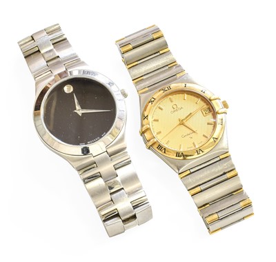 Lot 417 - A Stainless Steel Quartz Movado Wristwatch and...