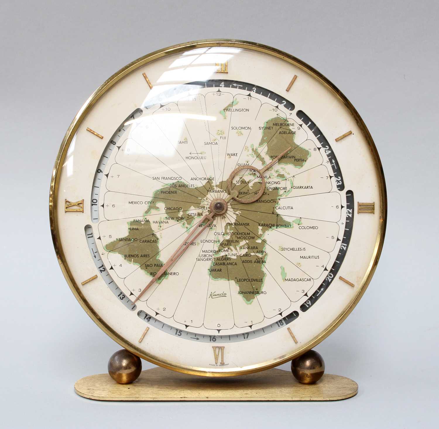 Lot 213 A Kundo World Time Display Mantel Timepiece