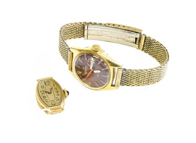 Lot 563 - A Lady's 14 Carat Gold Eterna Wristwatch, case...