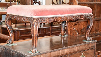 Lot 1434 - A Large Carved Mahogany Victorian Stool