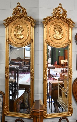 Lot 1239 - A Pair of Neo Rococo Style Gilt Framed Mirrors,...