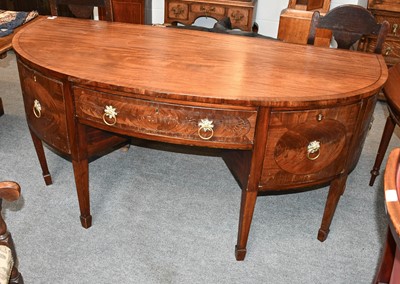 Lot 1317 - A George III Inlaid Mahogany Demi Lune...