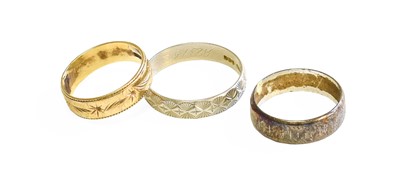 Lot 570 - Two 9 Carat Gold Band Rings, finger size H;...