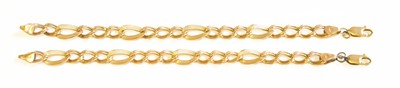 Lot 527 - Two 9 Carat Gold Bracelets, double curb links...