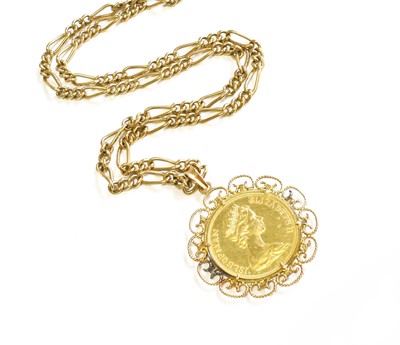 Lot 548 - An Isle of Man Gold £2 Coin Pendant on Chain,...