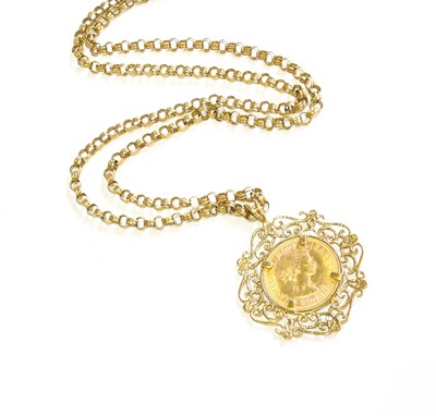 Lot 554 - A Sovereign Pendant on Chain, dated 1966,...