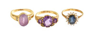 Lot 538 - A 9 Carat Gold Amethyst and Diamond Ring,...