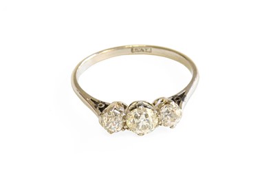 Lot 535 - A Diamond Three Stone Ring, the graduated old...