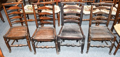 Lot 1336 - Four 18th Century Elm Side Chairs