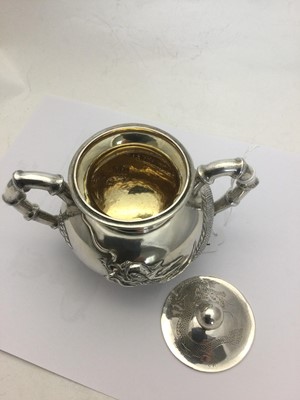 Lot 2272 - A Three-Piece Chinese Export Silver Tea-Service With a Pair of Sugar-Tongs En Suite