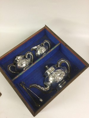 Lot 2272 - A Three-Piece Chinese Export Silver Tea-Service With a Pair of Sugar-Tongs En Suite
