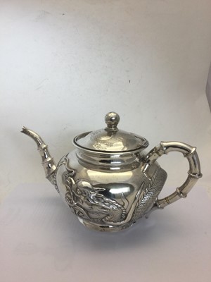 Lot 2272 - A Three-Piece Chinese Export Silver Tea-Service With a Pair of Sugar-Tongs En Suite