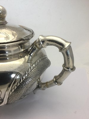 Lot 2272 - A Three-Piece Chinese Export Silver Tea-Service With a Pair of Sugar-Tongs En Suite