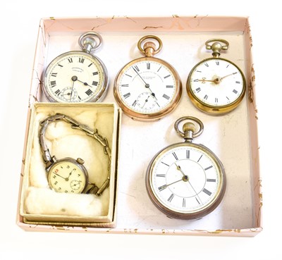 Lot 562 - A silver chronography pocket watch, plated...