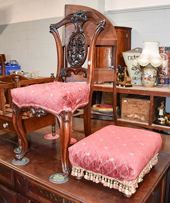 Lot 1423 - A Victorian Rosewood Chair and A Footstool