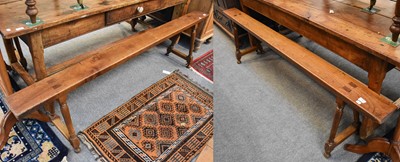 Lot 1399 - A Pair of French Cherrywood Benches, late 19th...