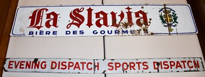 Lot 1191 - An Enamel Advertising Sign, La Slavia Biers,...