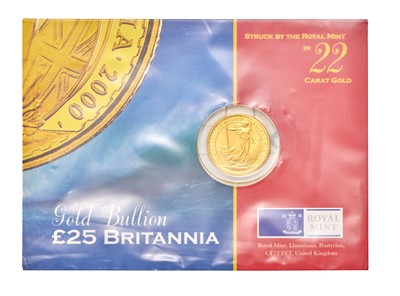 Lot 317 - UK Gold £25 Britannia 2000, (.917 gold, 22mm,...