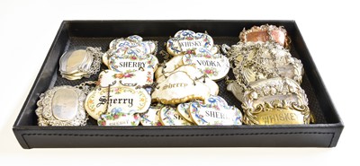 Lot 522 - Six Silver Labels, a quantity of plated labels...