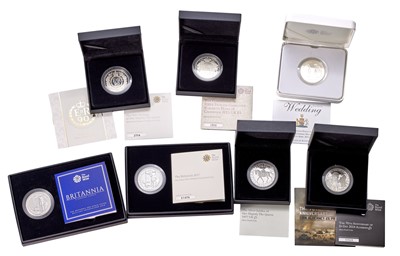 Lot 388 - 7x Royal Mint Silver Proof Coins, to include;...