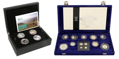 Lot 370 - 2x Royal Mint Silver Proof Sets, comprising;...