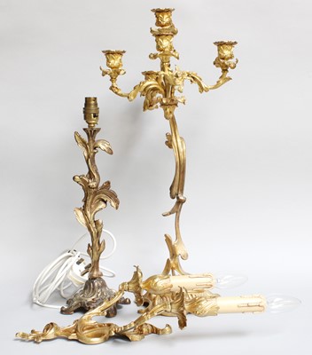 Lot 298 - Gilt Metal Candelabra, a pair of gilt metal...