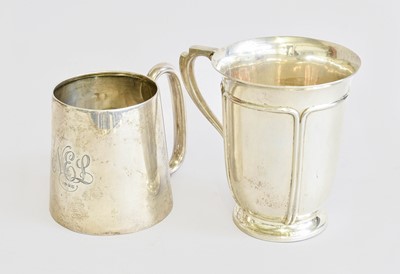 Lot 7 - Two Differing Silver Mugs, one tapering...