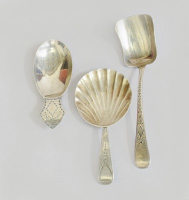 Lot 82 - Three George III Silver Caddy-Spoons, one...