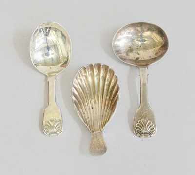Lot 81 - Two Silver Caddy-Spoons, each Fiddle shell...