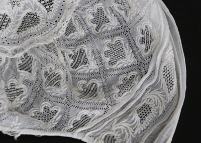 Lot 2141 - Two 19th Century Ayrshire Baby Bonnets, with...