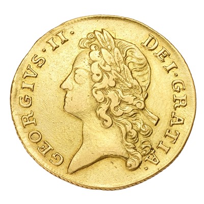 Lot 224 - George II, Two Guineas 1739, seven strings to...