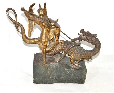 Lot 18 - Gilt metal St George and the Dragon on a later base