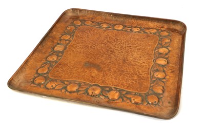 Lot 125 - An Arts & Crafts Newlyn Copper Square Tray,...