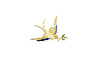 Lot 580 - An Enamel Brooch, depicting a bird in flight,...