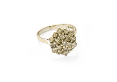 Lot 92 - An 18 Carat White Gold Diamond Cluster Ring,...