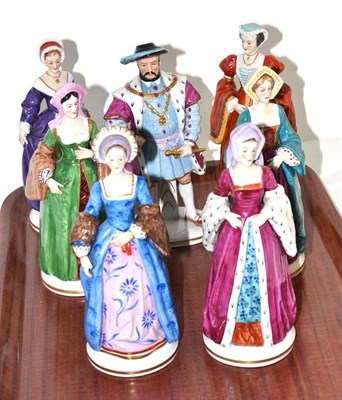 Lot 20 - Sitzendorf china figure of Henry VIII and his six wives