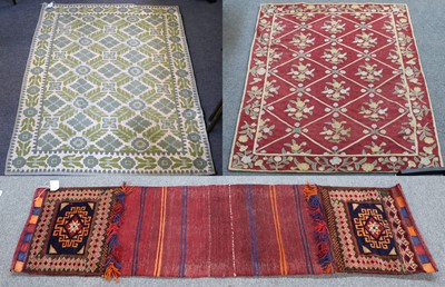 Lot 1101 - Kashmir Chain Stitch Rug, the pale raspberry...