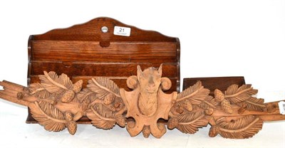 Lot 21 - Carved linden wood coat rack and a 1920's correspondence rack and companion