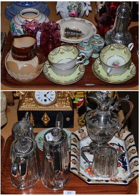 Lot 22 - Quantity of assorted plate, china and glass (on two trays)