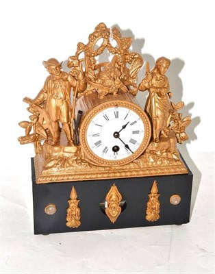 Lot 24 - French mantel clock with pastoral figures