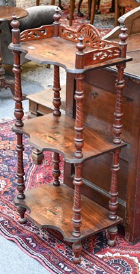 Lot 1227 - A Victorian Walnut Three Tier Whatnot, 106cm...