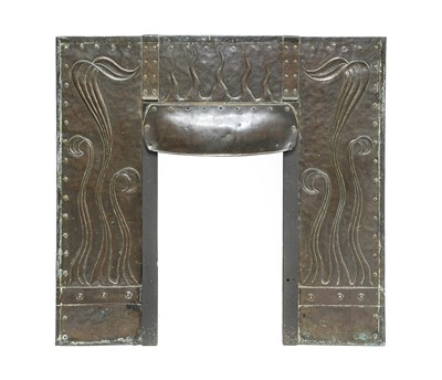 Lot 168 - An Arts & Crafts Copper Fire Suround, riveted...