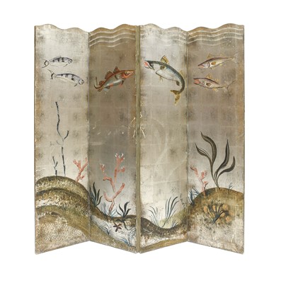 Lot 1251 - An Art Deco Four Fold Screen, painted with...