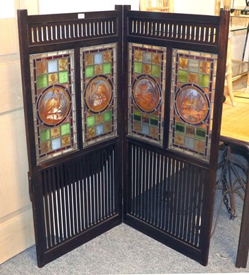 Lot 1206 - An Arts & Crafts Two Fold Mahogany Screen,...