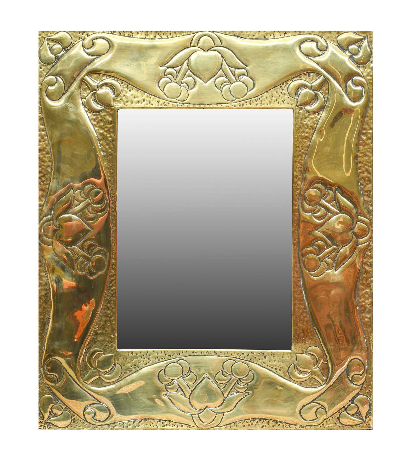 Lot 157 - An Arts & Crafts Rectangular Brass Mirror,...