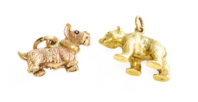 Lot 593 - Two 9 Carat Gold Charms, in the form of a bear...