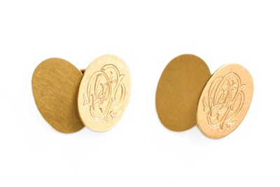 Lot 590 - A Pair of 9 Carat Gold Cufflinks, comprising...