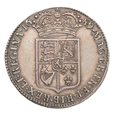 Lot 55 - William and Mary, Halfcrown 1689, PRIMO, first...