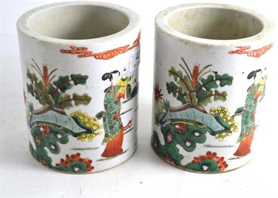 Lot 42 - Pair of Chinese famille verte vases, 14.5cm high