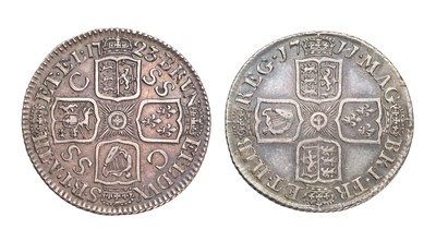 Lot 65 - 2x 18th Century Shillings, comprising; Anne,...